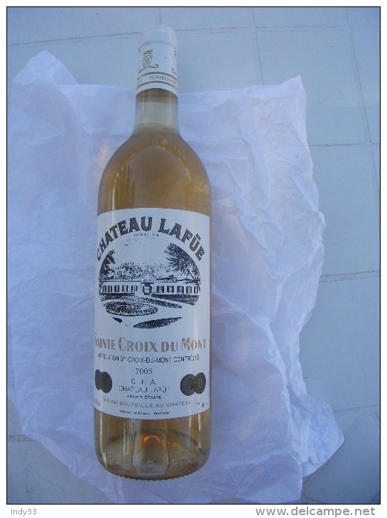 - FRANCE BORDEAUX BLANC . BOUTEILLE 75cl CHATEAU LAFÜE . SAINTE CROIX DU MONT 2005 - Vino