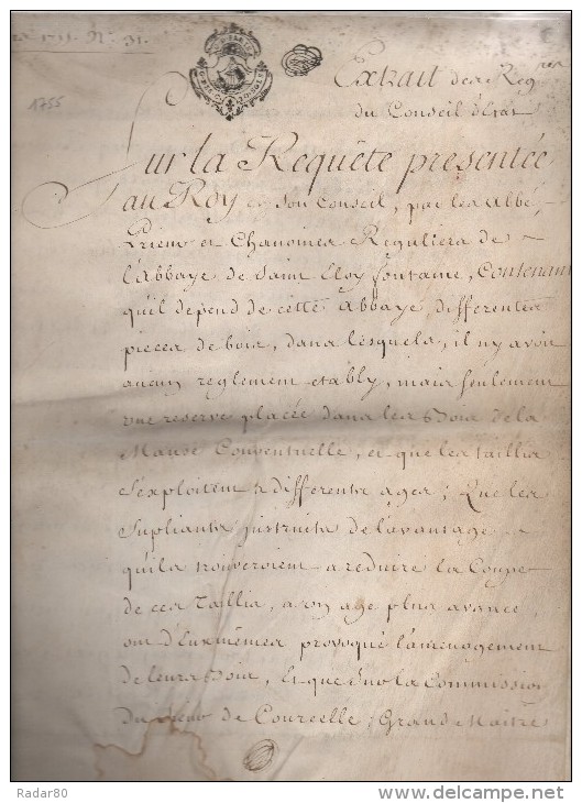 Requête:prieur Et Chanoines De L'abbaye De SAINT ELOY FONTAINE,diocèse De NOYON.manuscrit  Sur Vélin De 20 Pages.1755. - Historical Documents