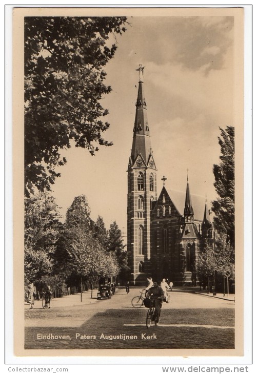 Eindhoven Real Photo Paters Kerk Church Bike Carte Postale Vintage Original Postcard Cpa Ak (W3_3007) - Eindhoven