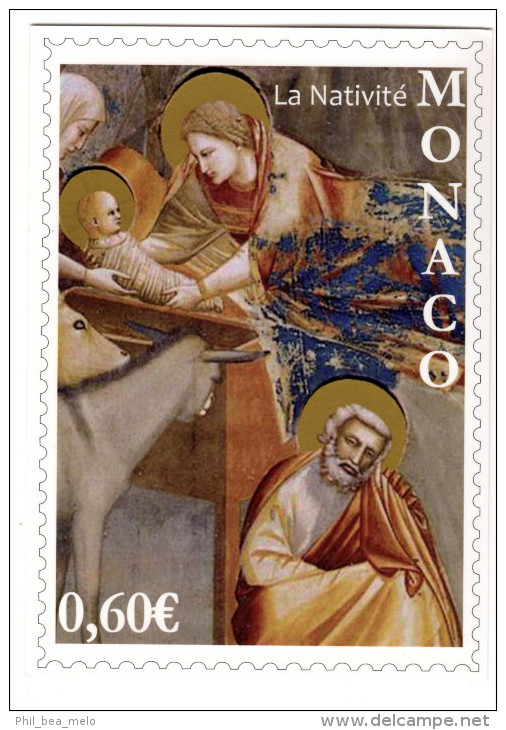 TIMBRE - MONACO - CARTE POSTALE TIMBREE - LA NATIVITE - ETAT NEUF - Otros & Sin Clasificación