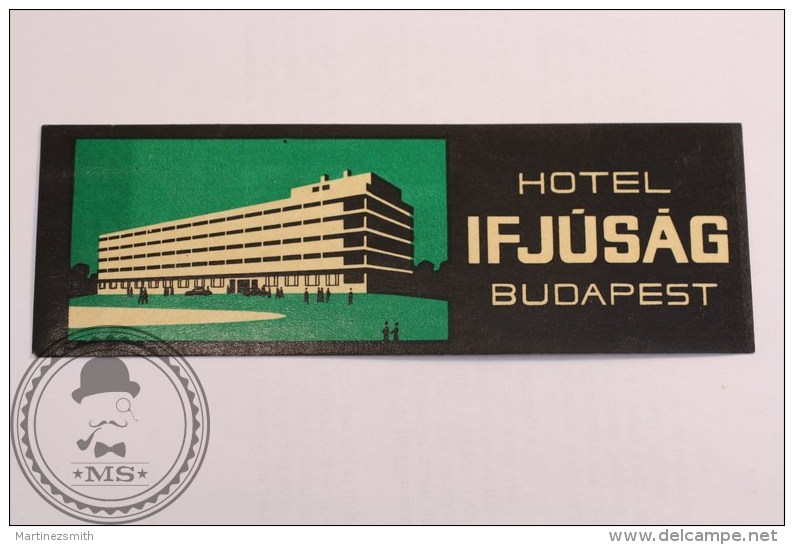 Hotel Ifúság Budapest, Hungary - Original Vintage Luggage Hotel Label - Sticker - Etiketten Van Hotels