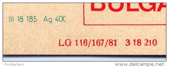 DDR P79-35b-81 C167-b Postkarte PRIVATER ZUDRUCK Esperanto Bulgarien Leipzig Sost. 1981 - Cartes Postales Privées - Oblitérées
