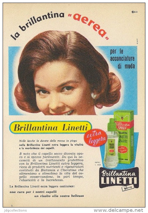 # BRILLANTINA LINETTI, ITALY 1950s Advert Pubblicità Publicitè Reklame Hair Fixer Fixateur Cheveux Fijador Haar - Ohne Zuordnung