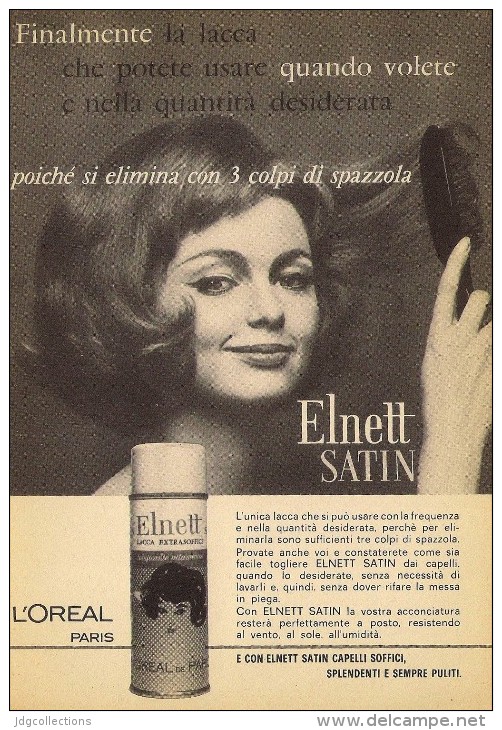 # L´OREAL ELNETT SATIN, 1950s Advert Pubblicità Publicitè Reklame Lacca Hair Fixer Laque Fixateur Cheveux Fijador Haar - Sin Clasificación