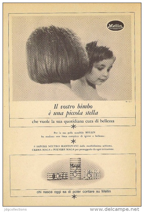 # MELLIN MANTOVANI BABY SOAP, ITALY 1950s Advert Pubblicità Publicitè Reklame Sapone Savon Jabon Seife Beautè - Non Classificati