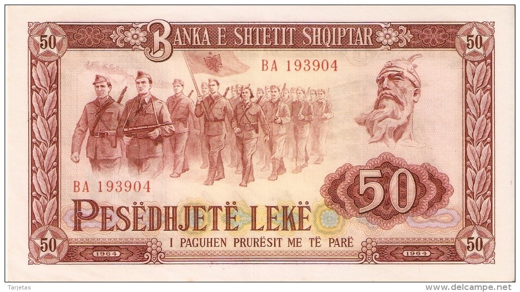 BILLETE DE ALBANIA DE 50 LEKE DEL AÑO 1964  (BANKNOTE)  RARO - Albanien