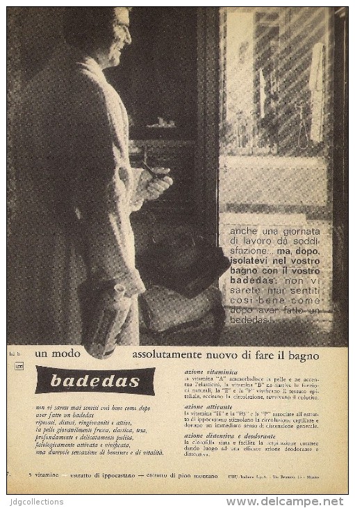 # BADEDAS SCHIUMA BAGNO, ITALY 1950s Advert Pubblicità Publicitè Reklame Bath Foam Mousse Bain Espuma Badeschaum Beautè - Unclassified