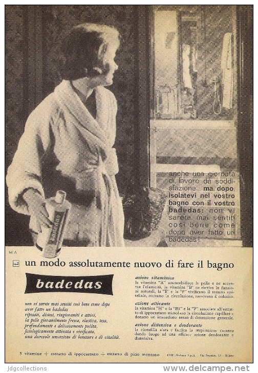 # BADEDAS SCHIUMA BAGNO, ITALY 1950s Advert Pubblicità Publicitè Reklame Bath Foam Mousse Bain Espuma Badeschaum Beautè - Non Classés