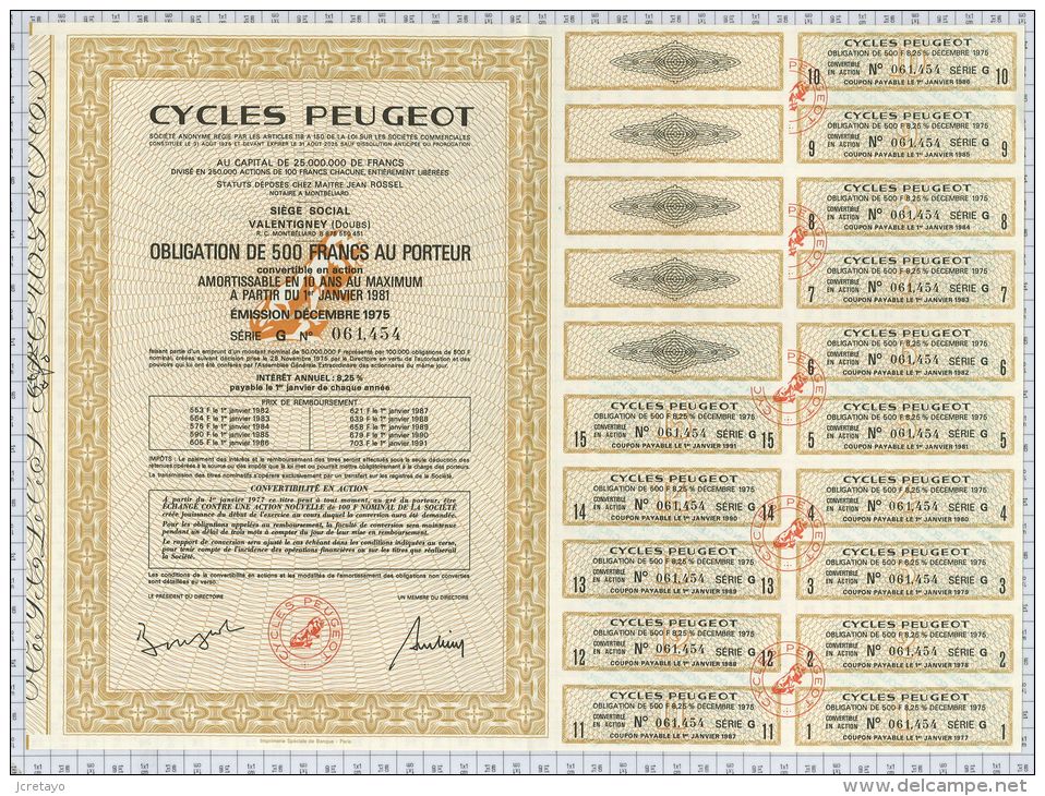 Cycles Peugeot, Annulé Au Verso - Deportes