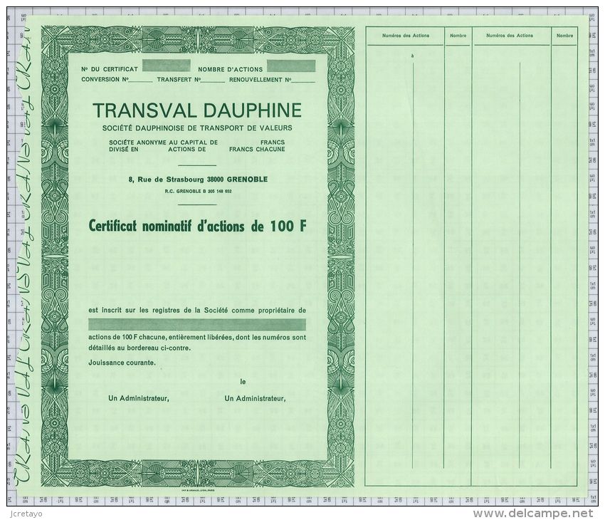 Sté Dauphinoise De Transport De Valeurs, Transval Dauphine à Grenoble (Blanquette) - Transports