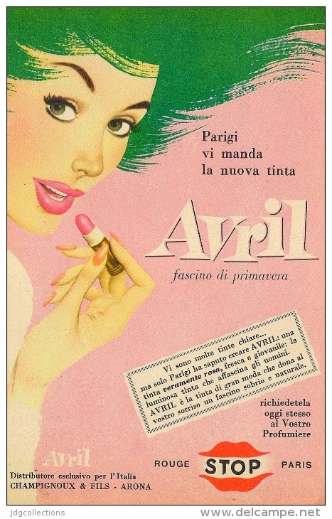 # AVRIL ROUGE STOP PARIS 1950s Advert Pubblicità Publicitè Reklame Lipstick Rossetto Lapiz  Labial Beautè - Non Classés