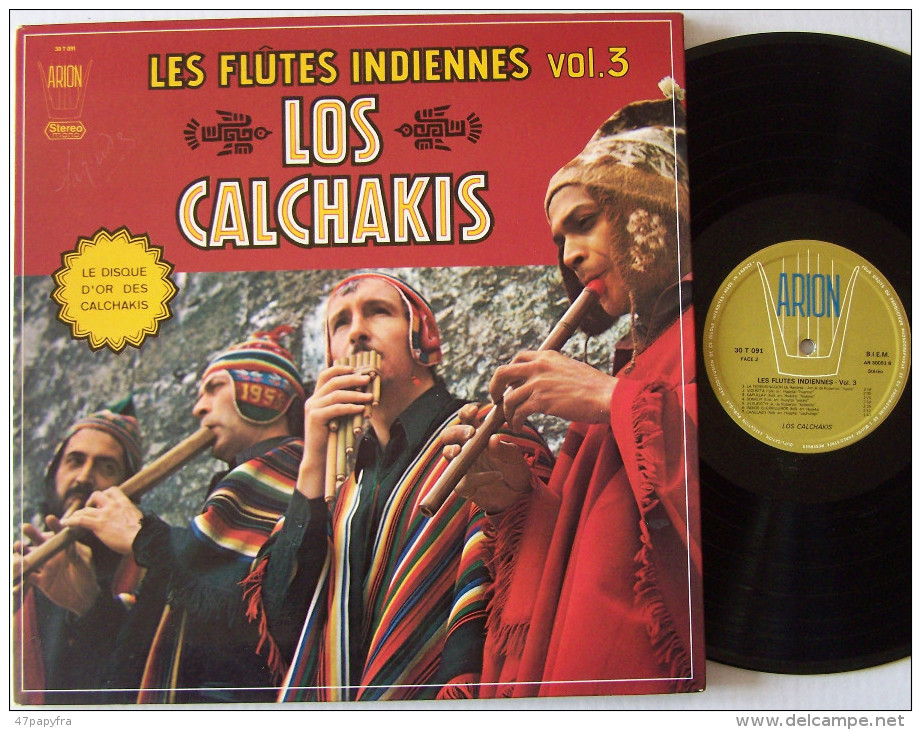 LOS CALCHAKIS LP Original BIEM Les Flûtes Indiennes Vol 3 Disque D'OR EX / M - Instrumental