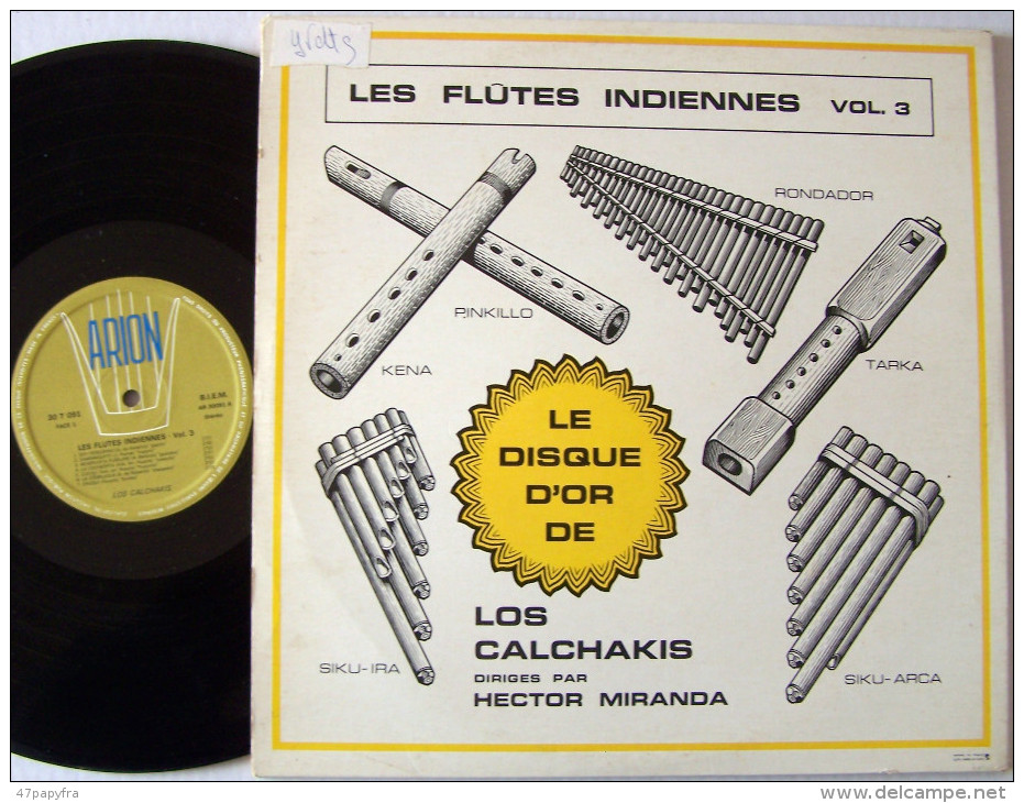 LOS CALCHAKIS LP Original BIEM Les Flûtes Indiennes Vol 3 Disque D'OR EX / M - Instrumental