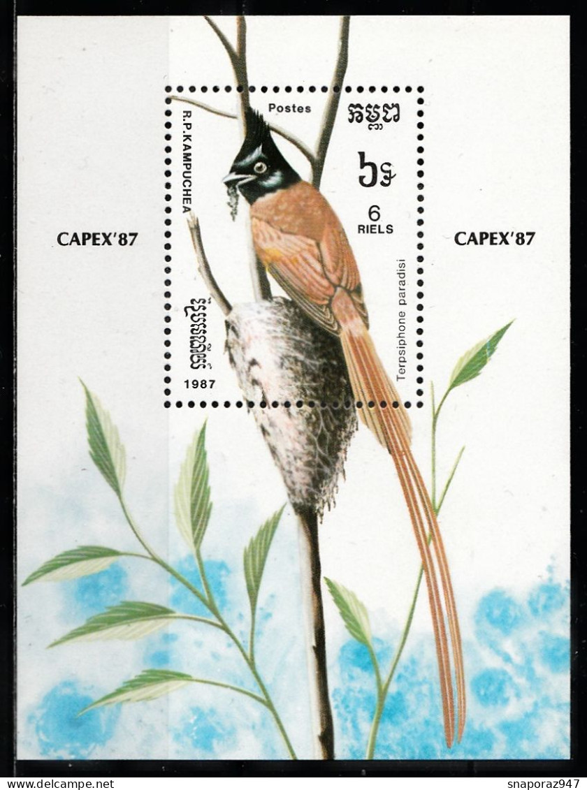 1987 Kampuchea Uccelli Birds Oiseaux Block MNH**B92 - Pappagalli & Tropicali