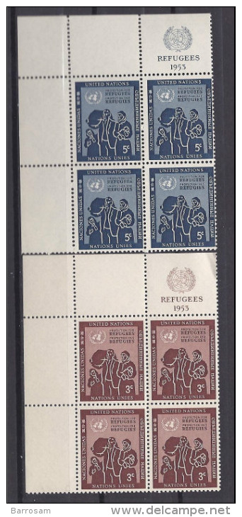 UnitedNations(New York)1953: Yvert15/16mnh** Blocks - Ongebruikt