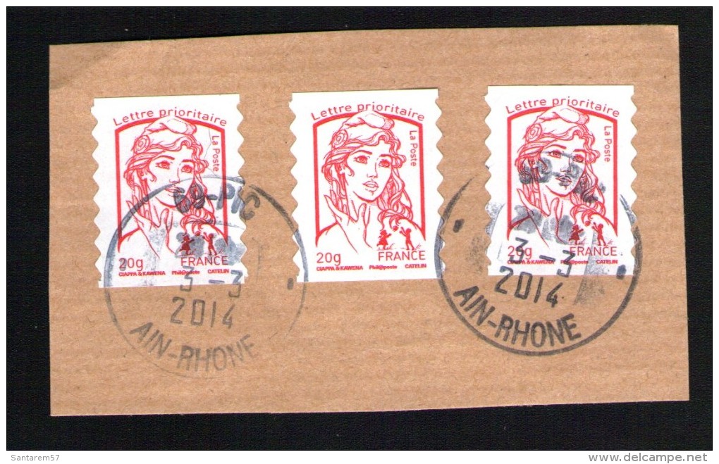 FRANCE 2013 Lot 3 Oblitérations Rondes Used Stamps Marianne De Ciappa Et Kawena LP 20 Gr Autoadhésif - 2013-2018 Marianne Of Ciappa-Kawena