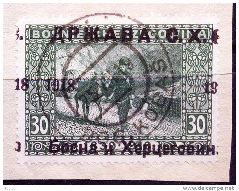 YUGOSLAVIA - JUGOSLAVIA - SHS BOSNIA - ERROR - Moved " 18 " - POSTMAN With Horse - On Piece - 1919 - BOS. KOBAŠ - Used Stamps