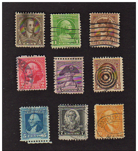 B415 1932 USA ( 9 Stamps ) ( Sc# 704,705,706,707,708,709,710,712,715 ) CH - Used Stamps