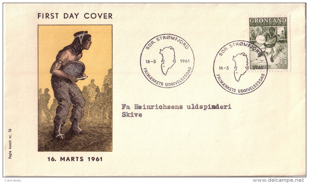 Enveloppe  1er  Jour  GROENLAND   Folklore  Danse   1961 - FDC