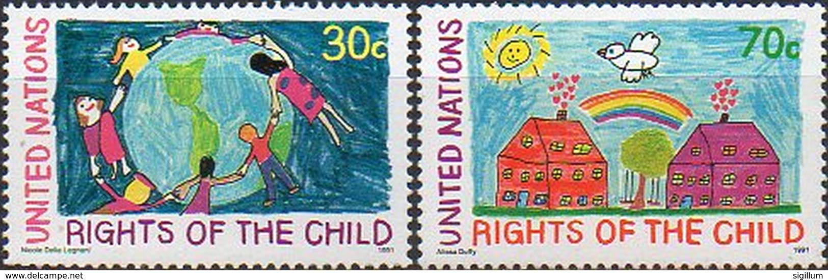 ONU NAZIONI UNITE 1991 - UFFICIO DI NEW YORK - DIRITTI DEL BAMBINO - SERIE COMPLETA NUOVA MNH** - Unused Stamps