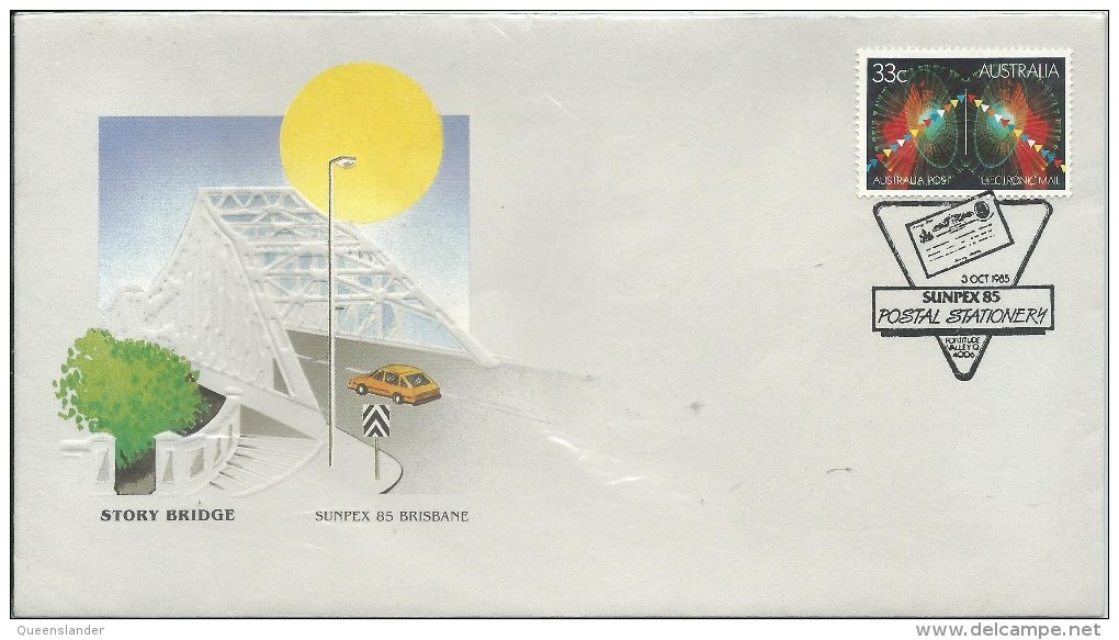 1985 Sunpex 85 Brisbane Postal Stationery Day 3rd Oct 1985 Fortitude Valley Q 4006  Unaddressed Cover Value Buying - Bolli E Annullamenti