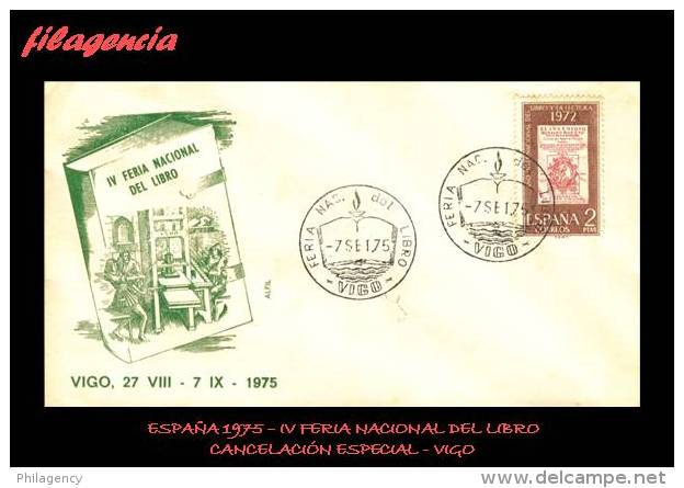 EUROPA. ESPAÑA. ENTEROS POSTALES. MATASELLO ESPECIAL 1975. IV FERIA NACIONAL DEL LIBRO EN VIGO - 1931-....