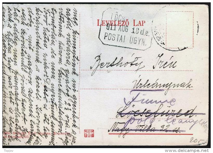 HUNGARY - MAGYAR  - POSTAL  AGENCY  LOCSEFURDO - SZOVATAFURDO - 1911 - Brieven En Documenten
