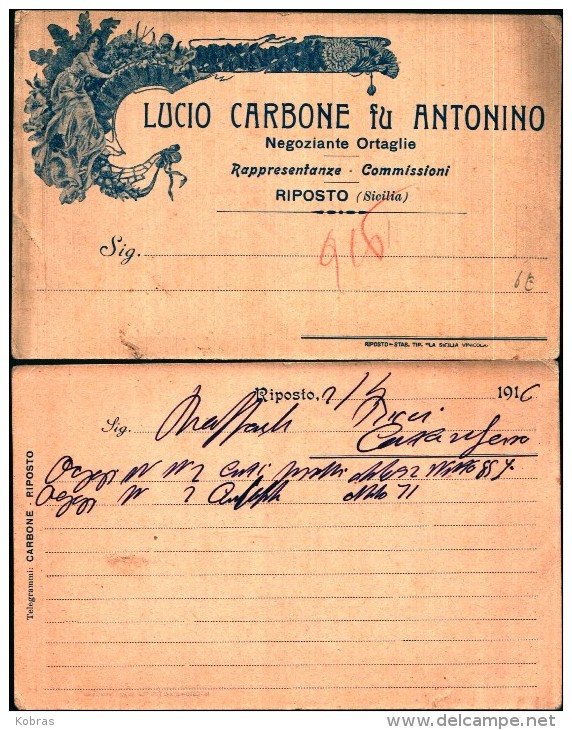 222) Cartolina Con Pubblicità Lucio Carbone Fu Antonino-riposto-nuova - Storia Postale