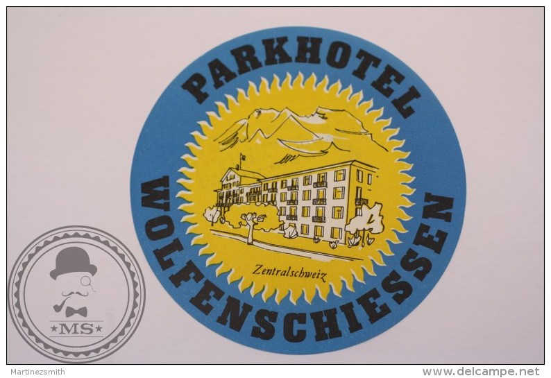 Parkhotel Wolfenschiessen, Switzerland - Original Luggage Hotel Label - Sticker - Hotel Labels