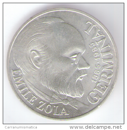 FRANCIA 100 FRANCS 1985 EMILE ZOLA GERMINAL  AG SILVER - Commemorative