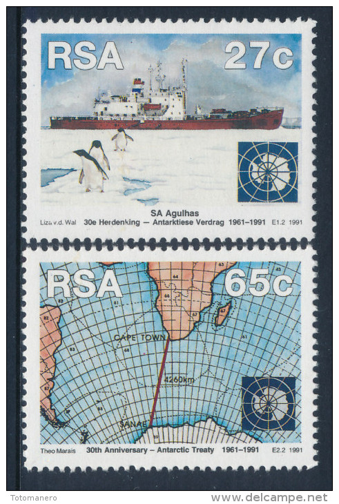 SOUTH AFRICA RSA 1991, 30th Anniversary Antarctic Treaty, Set Of 2v** - Traité Sur L'Antarctique