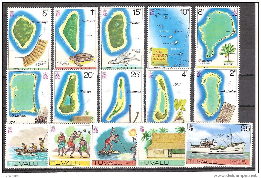 ** 1979 TUVALU DEF. SOGGETTI DIVERSI MNH YVERT 23/37 CAT. € 65,00 - Tuvalu