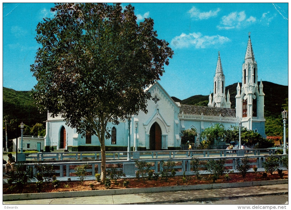 Virgen Del Valle Church, Isla De Margarita, Venezuela Postcard Used Posted To UK 1978 Nice Stamp - Venezuela