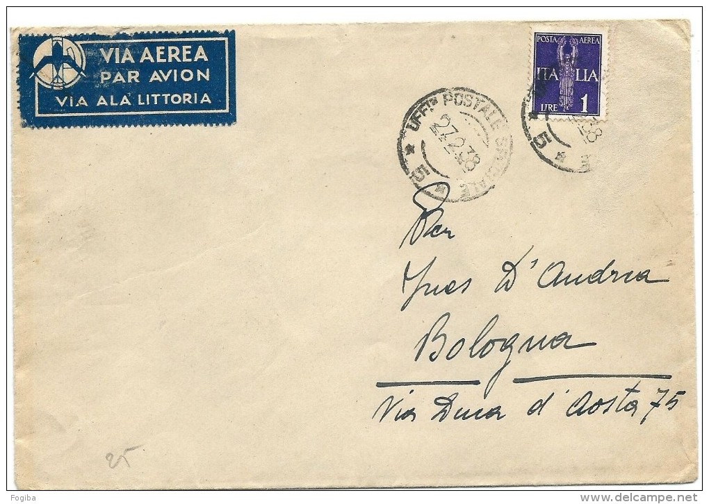 1938 POSTA AEREA CON TIMBRO UFFICIO POSTALE SPECIALE 5 - Storia Postale (Posta Aerea)