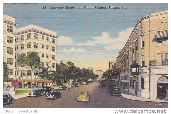 Florida Tampa Lafayette Street From Grand Central Curteich - Tampa