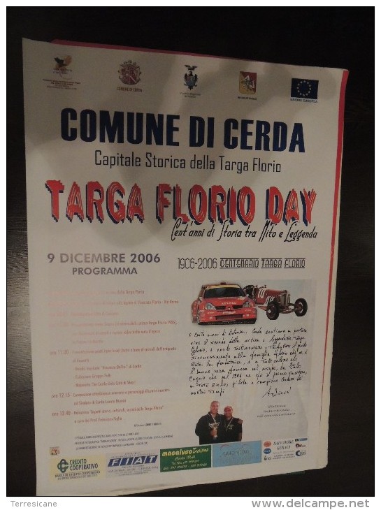 X MEMORABILIA SPORTS AUTO MANIFESTO ORIGINALE 70x100 TARGA FLORIO DAY COMUNE DI CERDA 2006 RRR - Autosport - F1