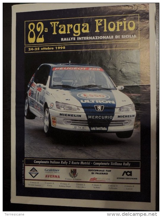 X MEMORABILIA SPORTS AUTO MANIFESTO ORIGINALE 70x100 82 TARGA FLORIO RALLY 1998 PEUGEOT - Car Racing - F1