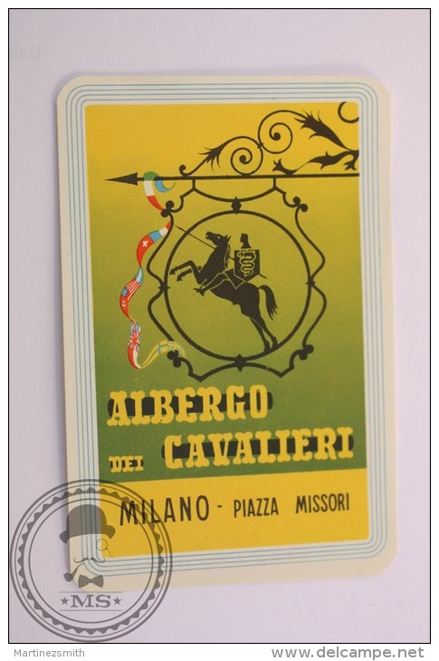 Hotel Albergo Cavalieri Mílano, Italy - Original Vintage Luggage Label - Sticker - Etiquetas De Hotel