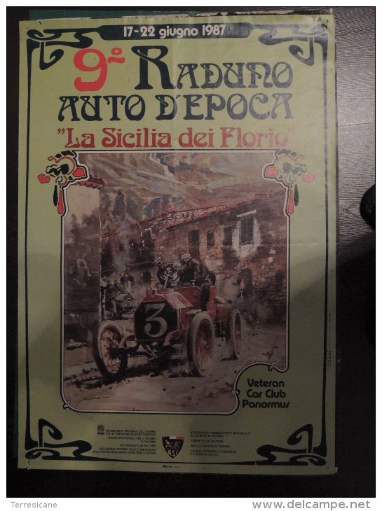 MEMORABILIA SPORTS AUTO MANIFESTO ORIGINALE 70x100 LA SICILIA DEI FLORIO 1987 - Car Racing - F1