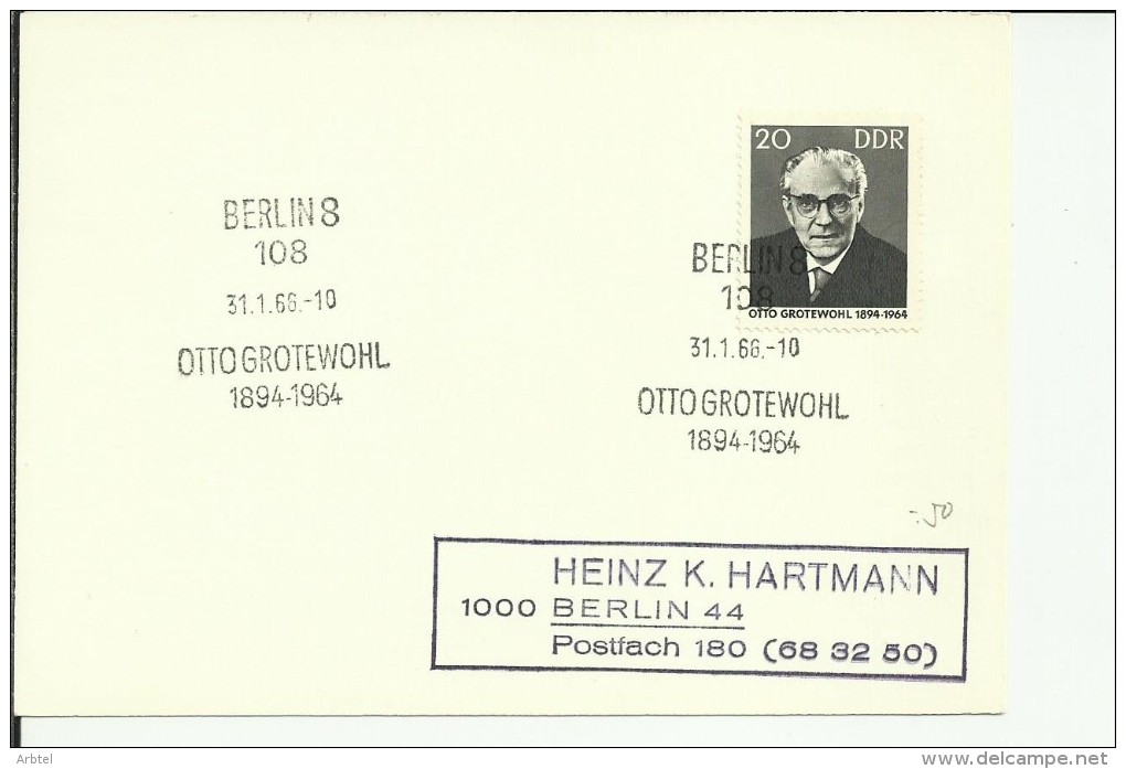 ALEMANIA DDR BERLIN OTTO GROTEWOHL POLITICO - Andere & Zonder Classificatie