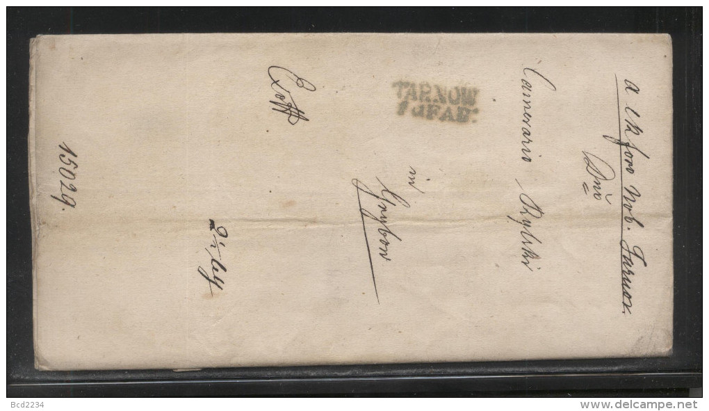 POLAND 1843 AUSTRIAN PARTITION ZONE STAMPLESS LETTER TARNOW TO GRYBOW - ...-1860 Prephilately