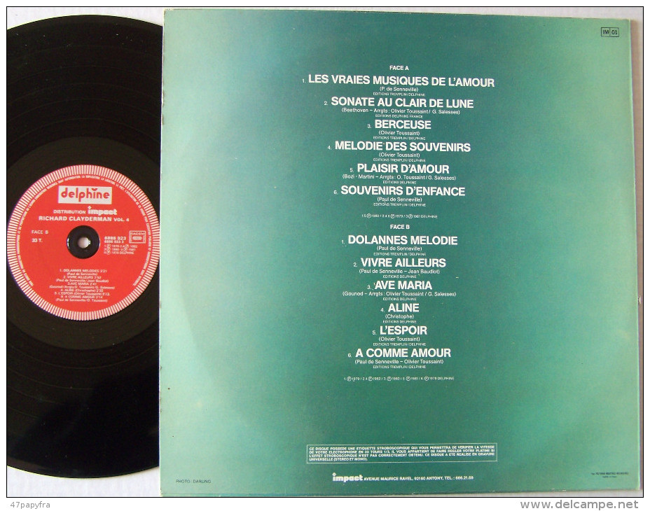 Richard CLAYDERMAN CHRISTOPHE LP Label Delphine Vol 2 Aline EX / MINT - Instrumental