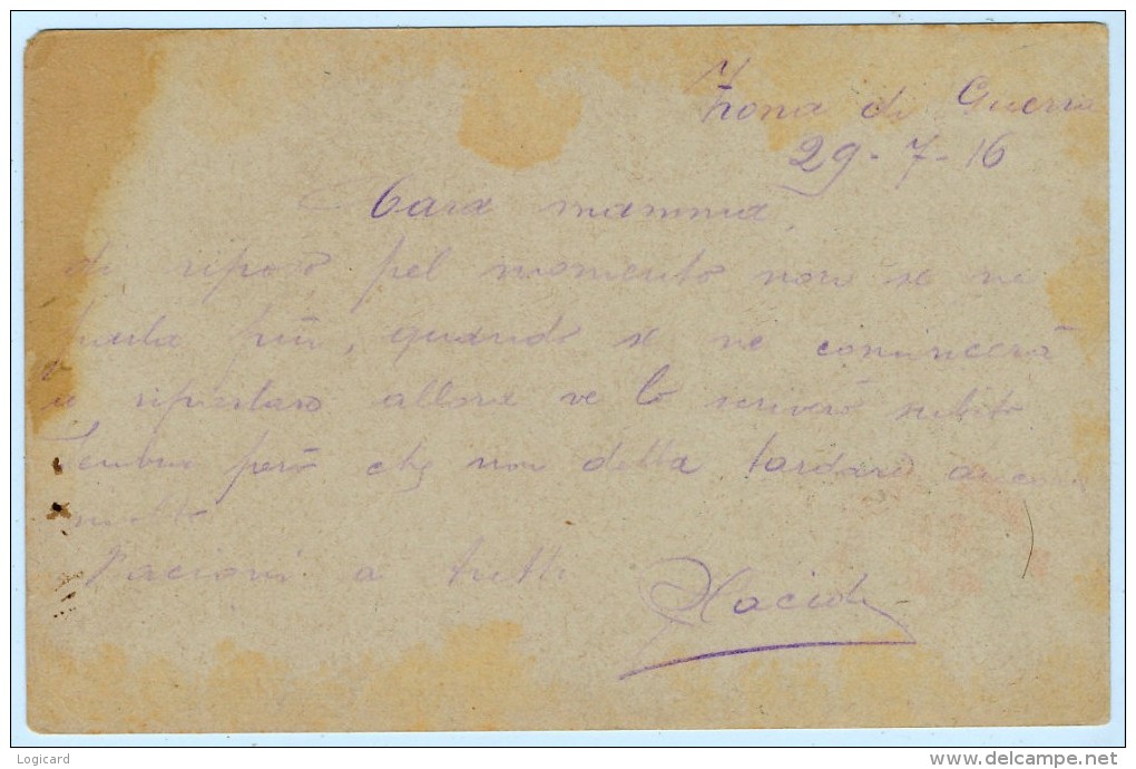 1916 POSTA MILITARE 9' DIVISIONE ZONA DI GUERRA - Correo Militar (PM)