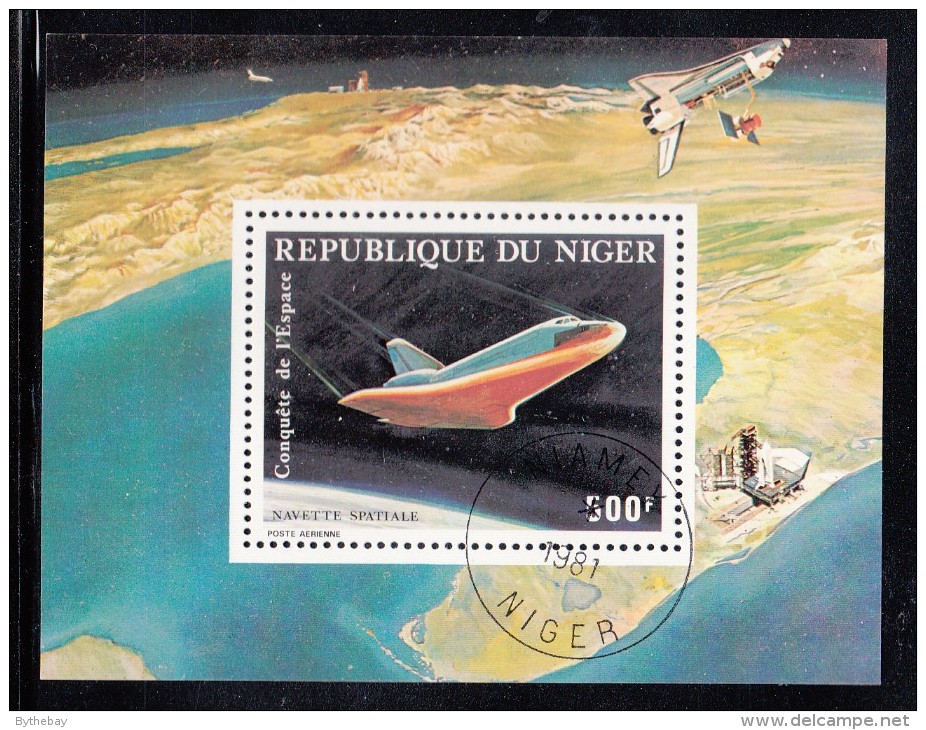 Niger Used Scott #C309 Souvenir Sheet 500fr Space Shuttle Columbia - Conquest Of Space - Niger (1960-...)