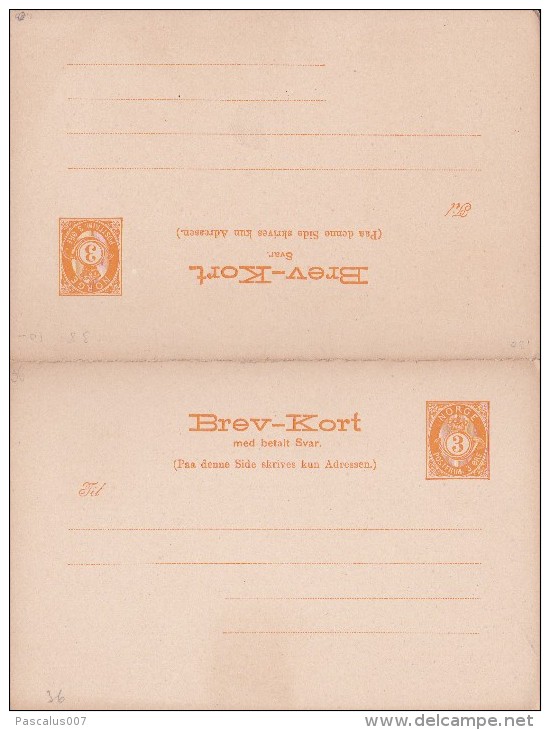 A27 - Entier Postal De Norvège - Norway Old Unused Double Postcard Postal Stationery - Entiers Postaux