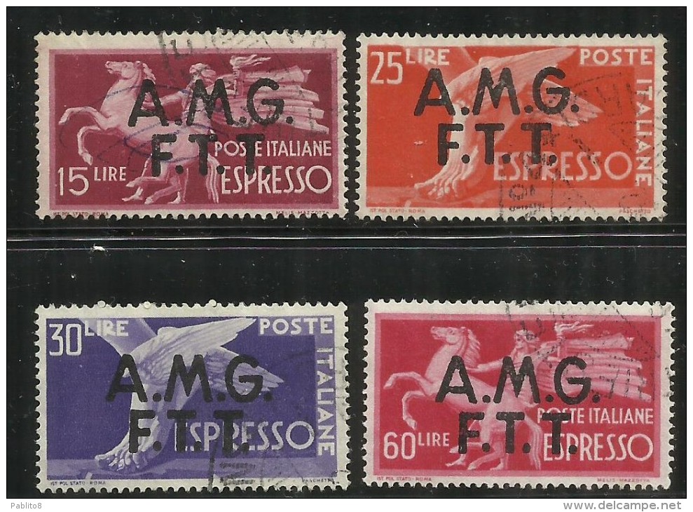 TRIESTE A 1947 - 1948 AMG - FTT ITALIA ITALY OVERPRINTED DEMOCRATICA ESPRESSI SERIE COMPLETA FULL SET USATA USED OBLITER - Express Mail