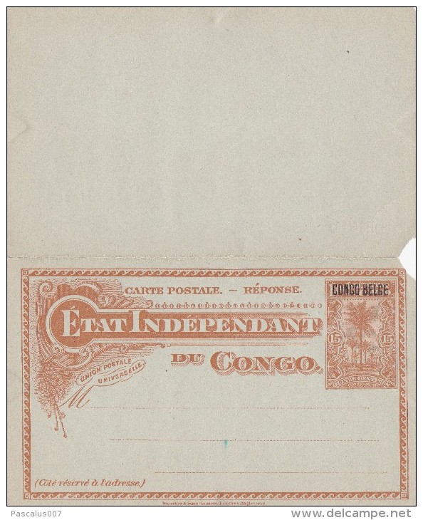 A27 - Entier Postal Du  Congo Old Unused Double Postcard Postal Stationery... - Entiers Postaux