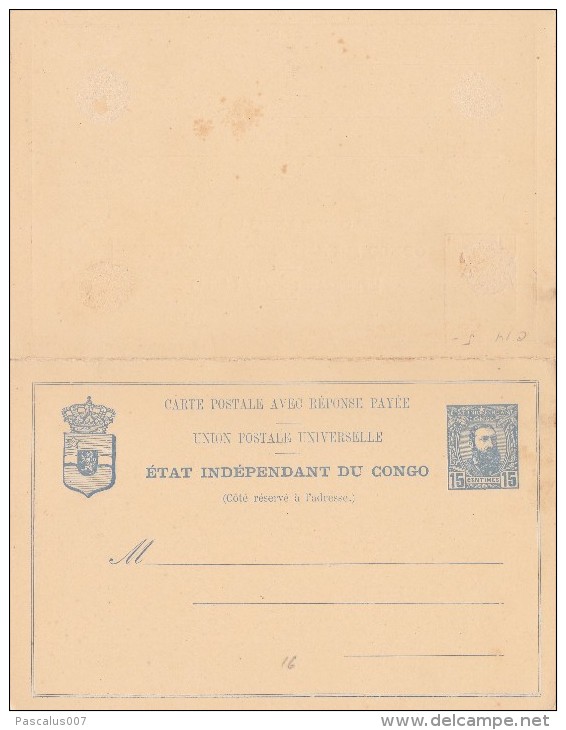 A27 - Entier Postal Du  Congo Old Unused Double Postcard Postal Stationery... - Entiers Postaux