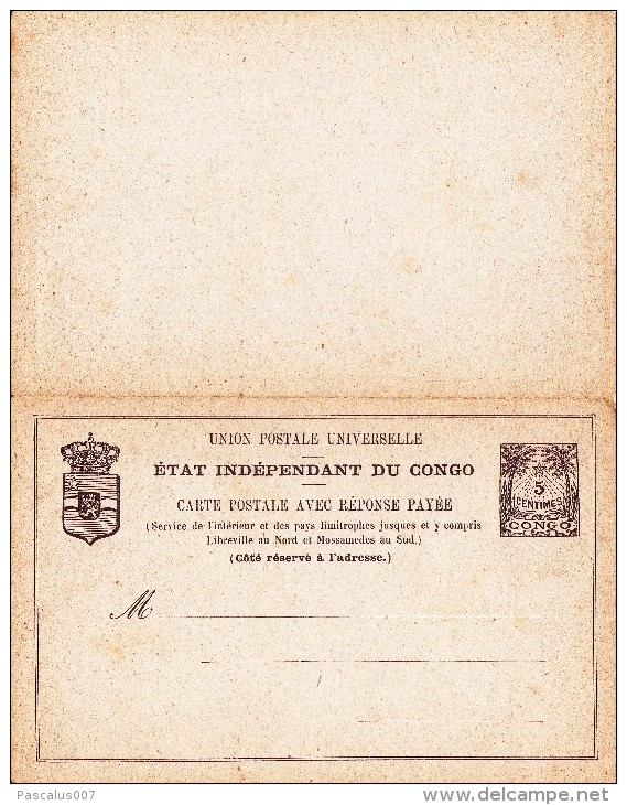 A27 - Entier Postal Du  Congo Old Unused Double Postcard Postal Stationery... - Entiers Postaux