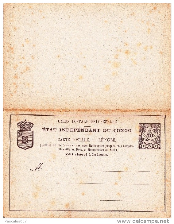 A27 - Entier Postal Du  Congo Old Unused Double Postcard Postal Stationery... - Entiers Postaux